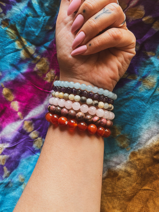 Pulsera elástica cuarzo rosa