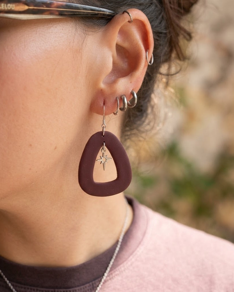 Pendientes Astrea burdeos