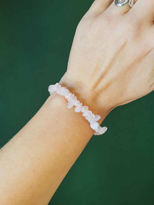 Pulsera de cuarzo rosa