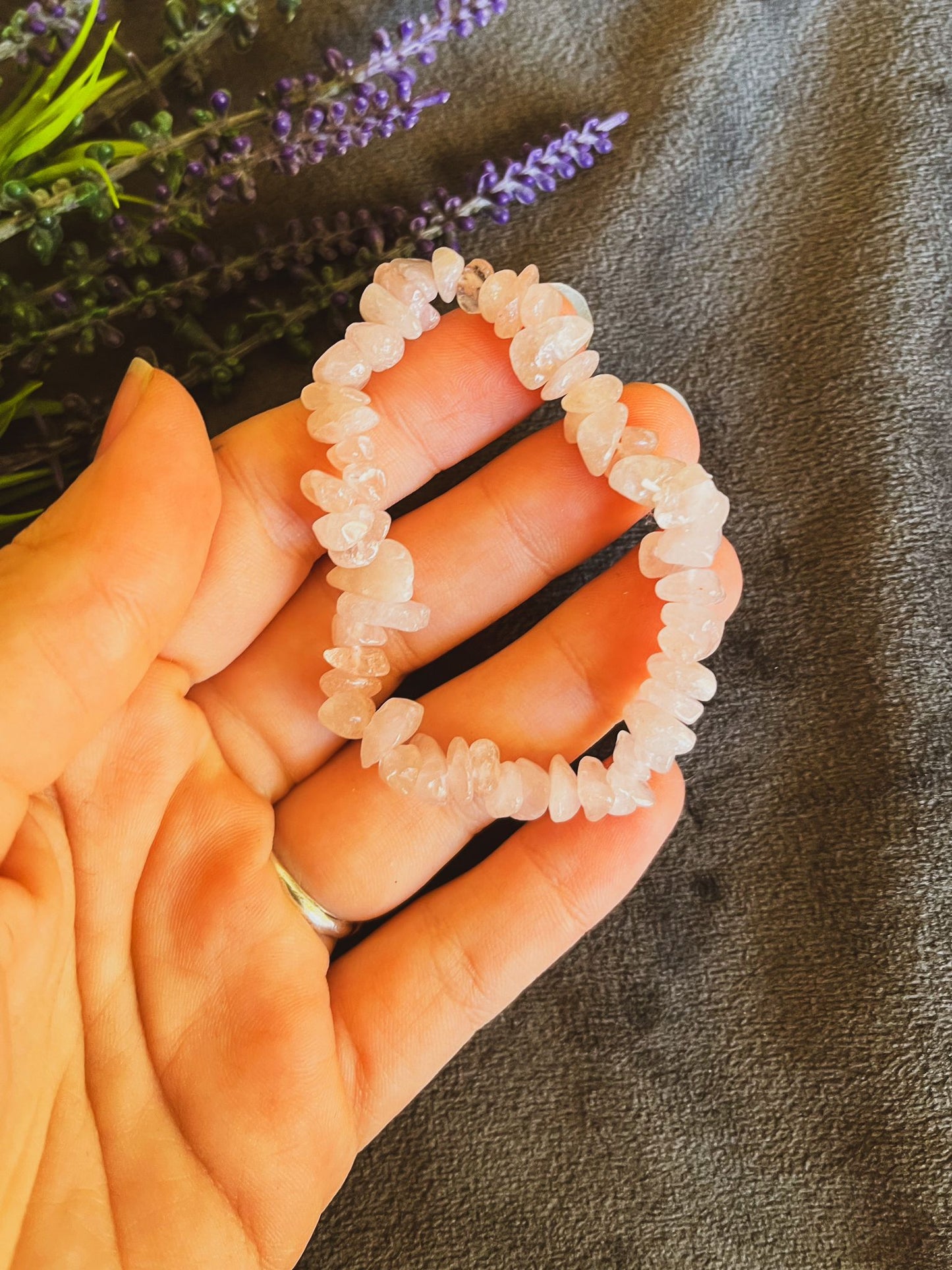 Pulsera de cuarzo rosa