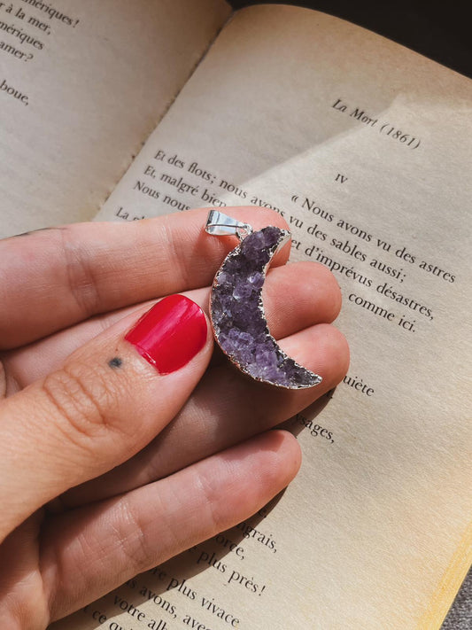 Colgante luna drusa de amatista