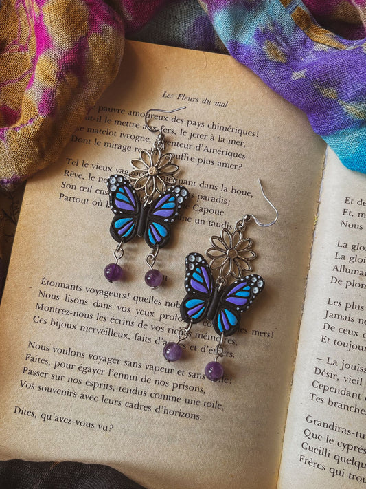 Mariposas con amatista/piedra sol