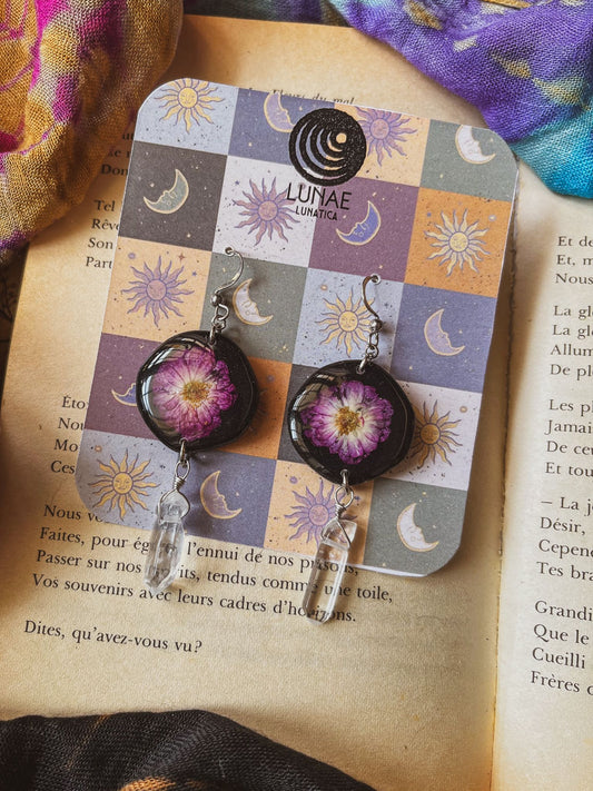 Flor prensada con cuarzo blanco (pequeños)