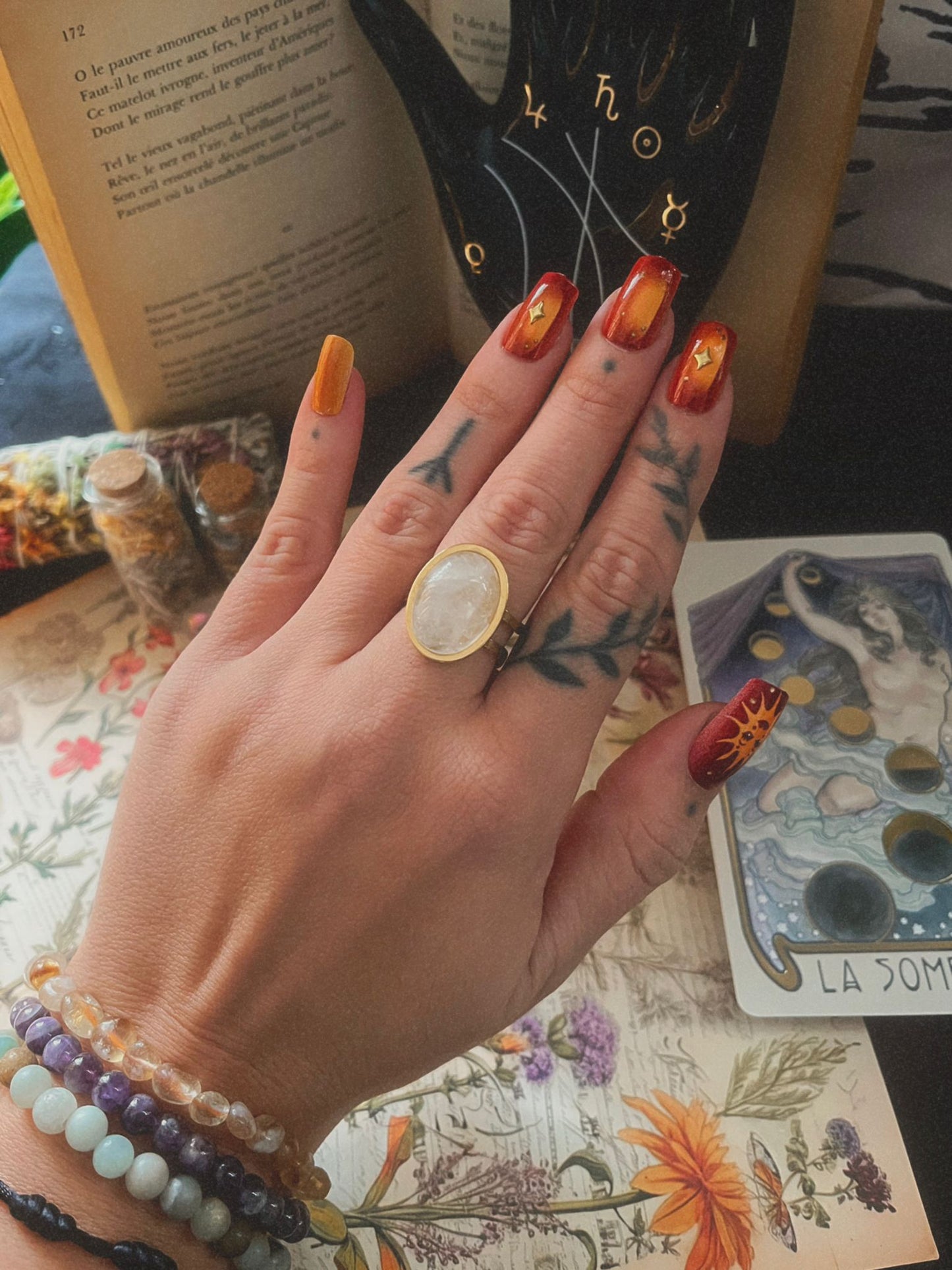 Anillo ajustable cuarzo blanco