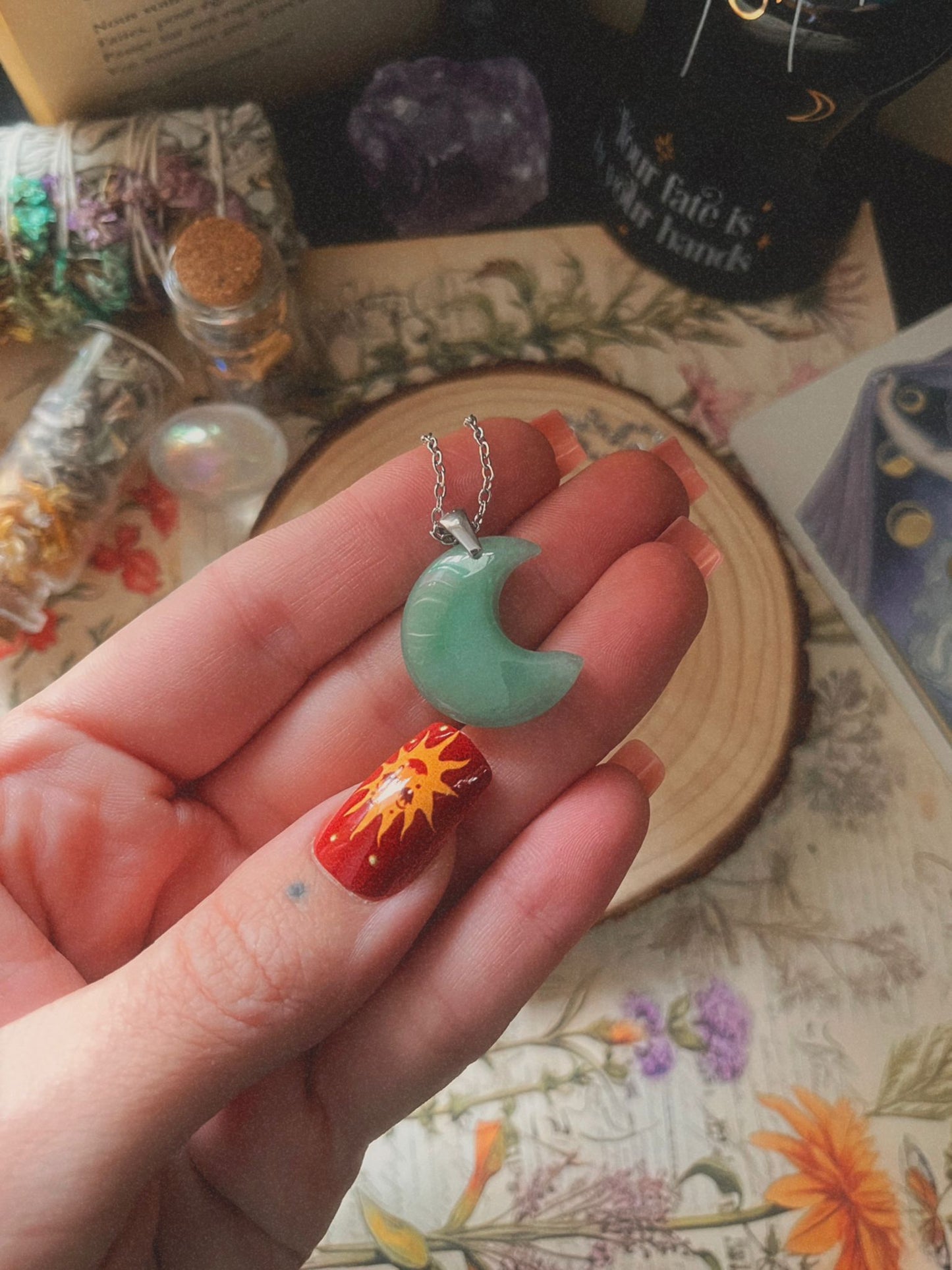 Colgante luna aventurina verde