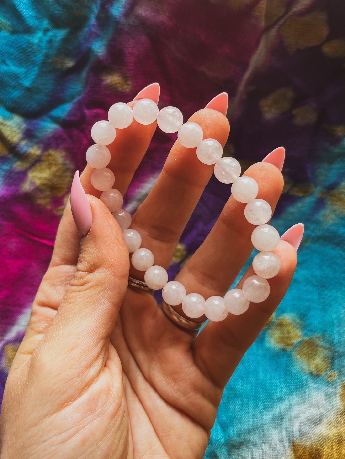 Pulsera elástica cuarzo rosa