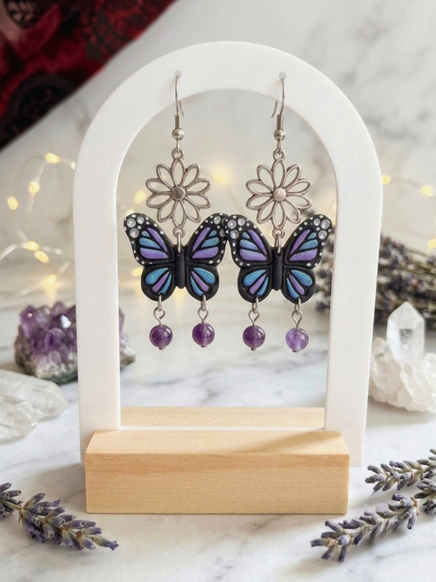 Pendientes Iris amatista/piedra sol