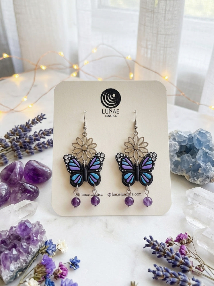 Pendientes Iris amatista/piedra sol
