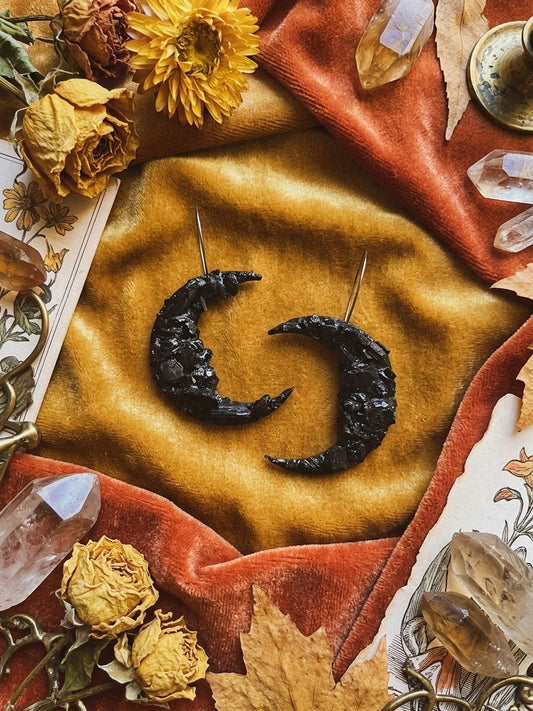 Pendientes Morrigan| turmalina negra