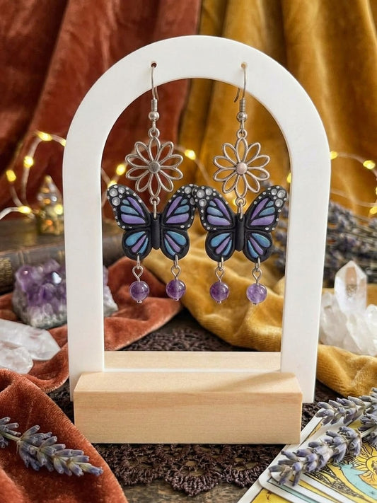 Pendientes Iris amatista/piedra sol