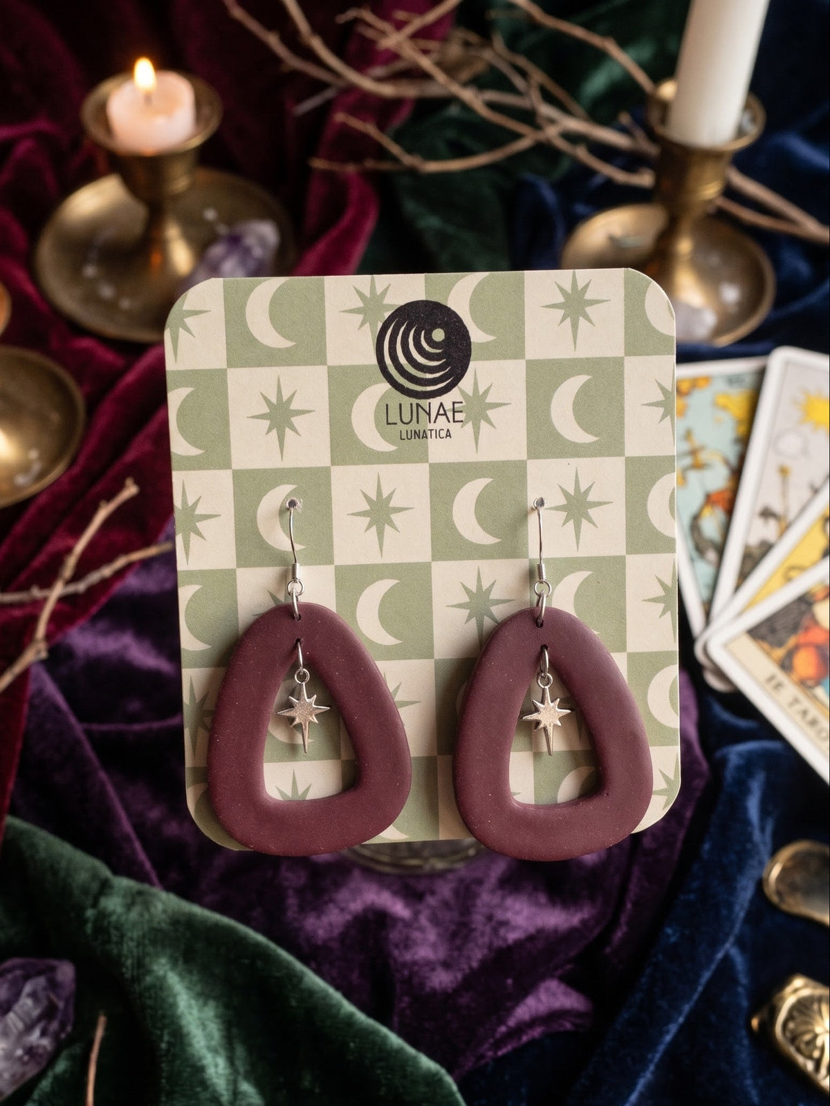 Pendientes Astrea burdeos