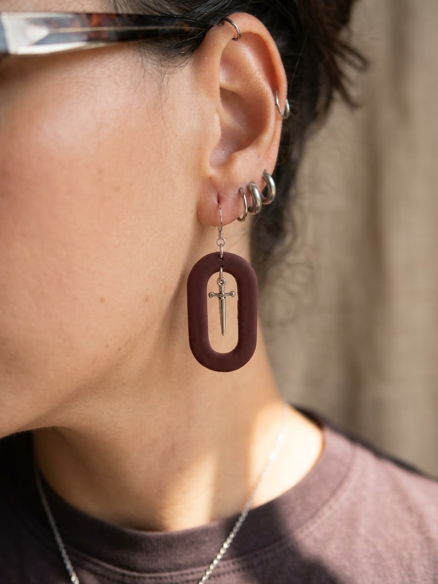 Pendientes Valkyria burdeos