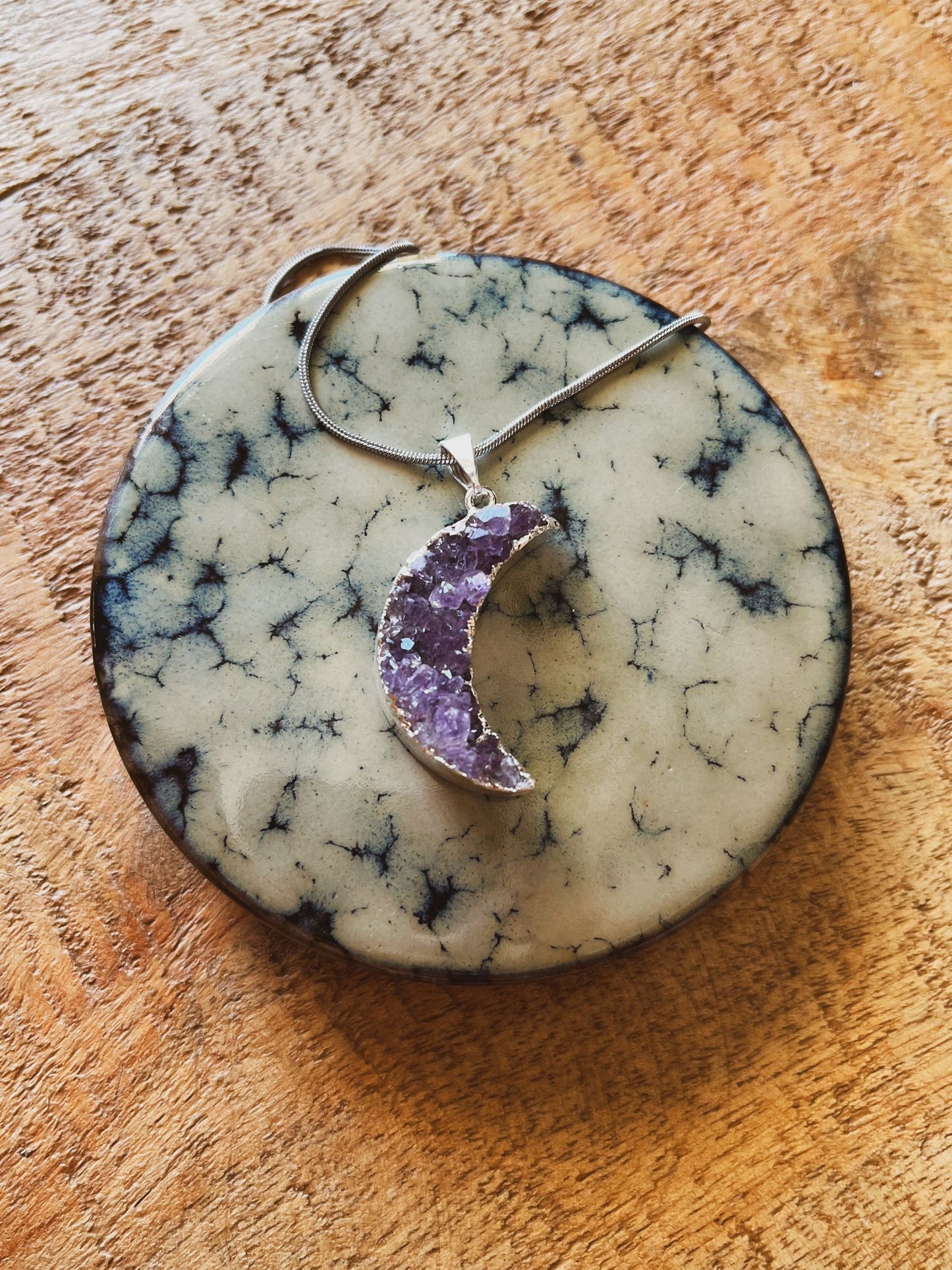 Colgante luna drusa de amatista