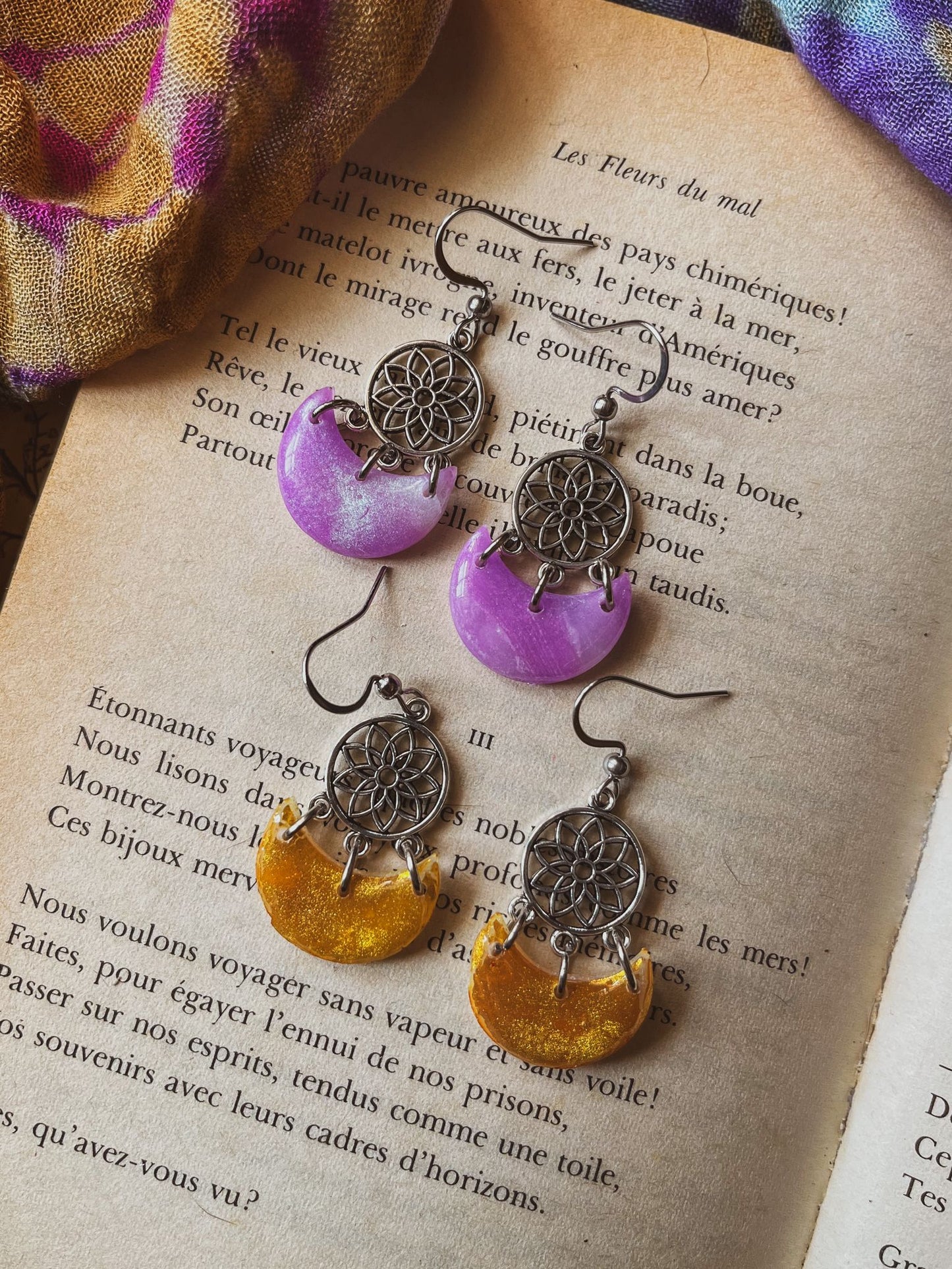 Mini lunas efecto amatista/citrino