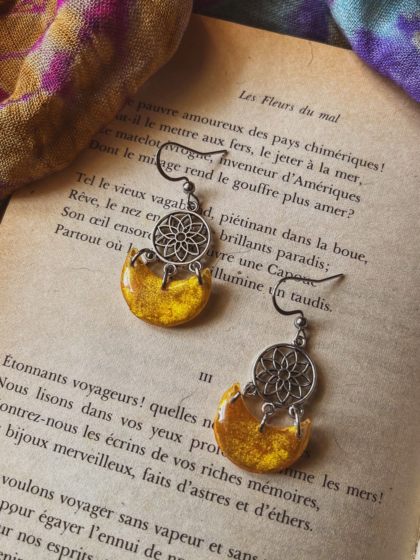Mini lunas efecto amatista/citrino