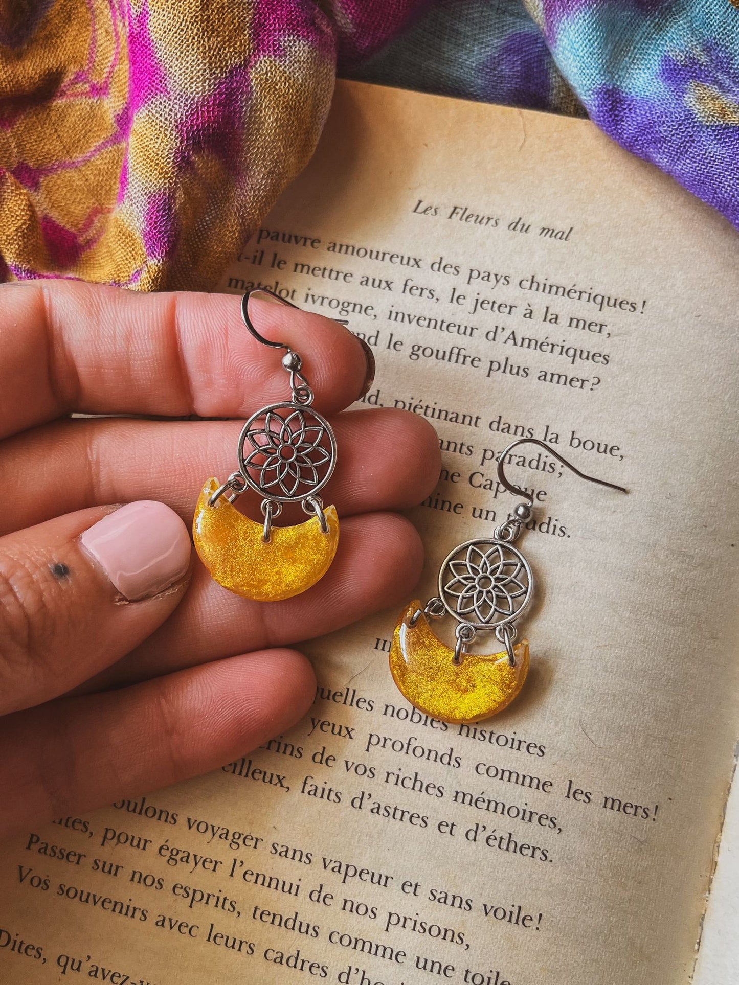Mini lunas efecto amatista/citrino