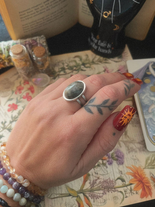 Anillo ajustable labradorita