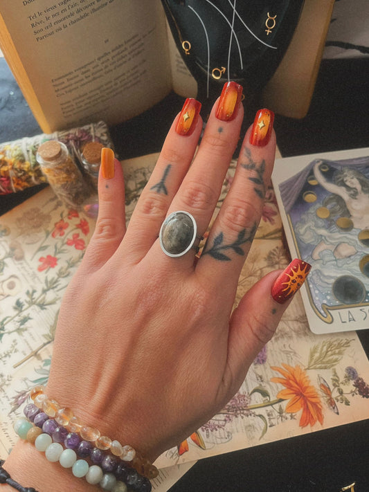 Anillo ajustable labradorita