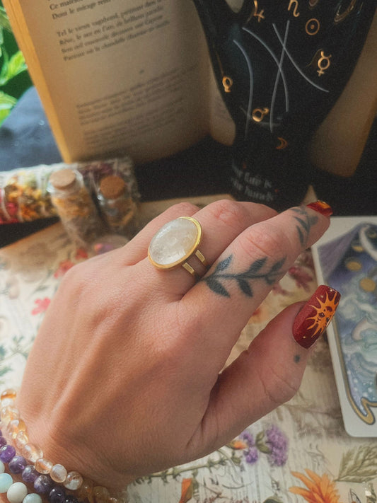 Anillo ajustable cuarzo blanco