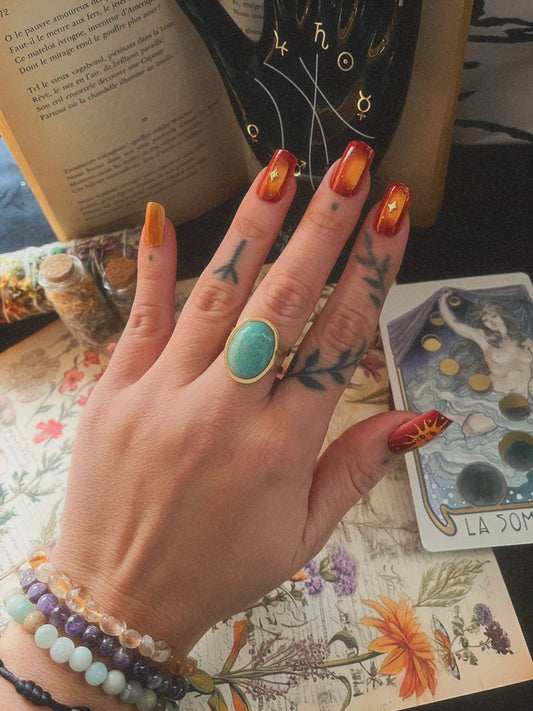 Anillo ajustable amazonita