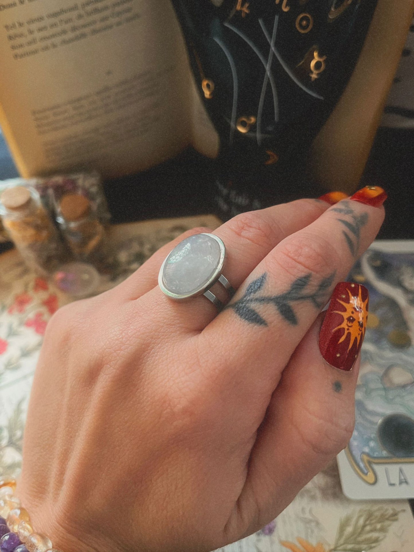 Anillo ajustable cuarzo blanco