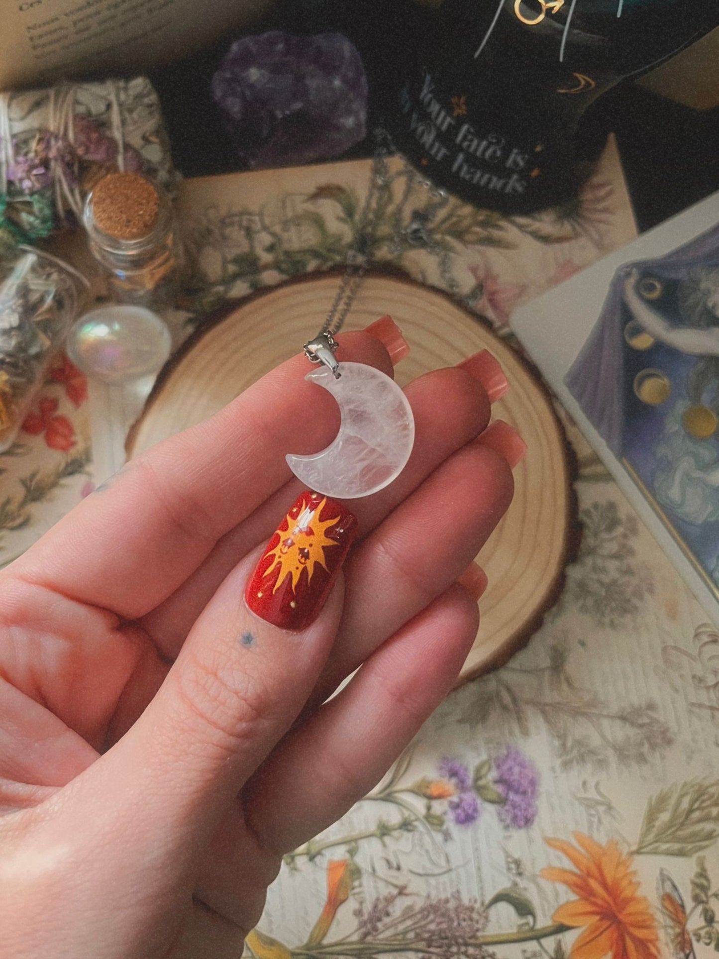 Colgante luna cuarzo blanco