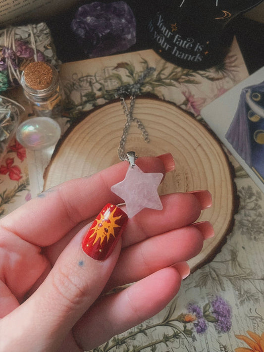 Colgante estrella cuarzo rosa