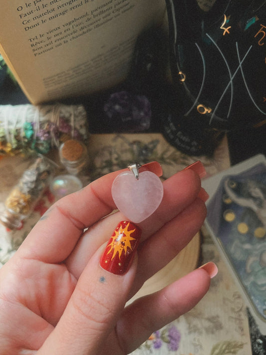 Colgante corazón cuarzo rosa