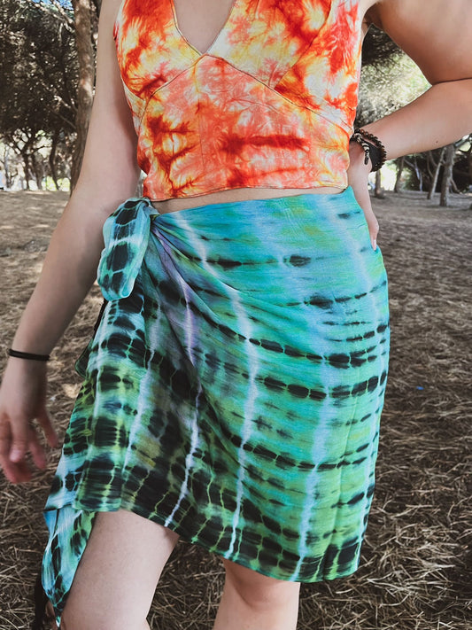 Pareo/pañuelo Tie-dye turquesa
