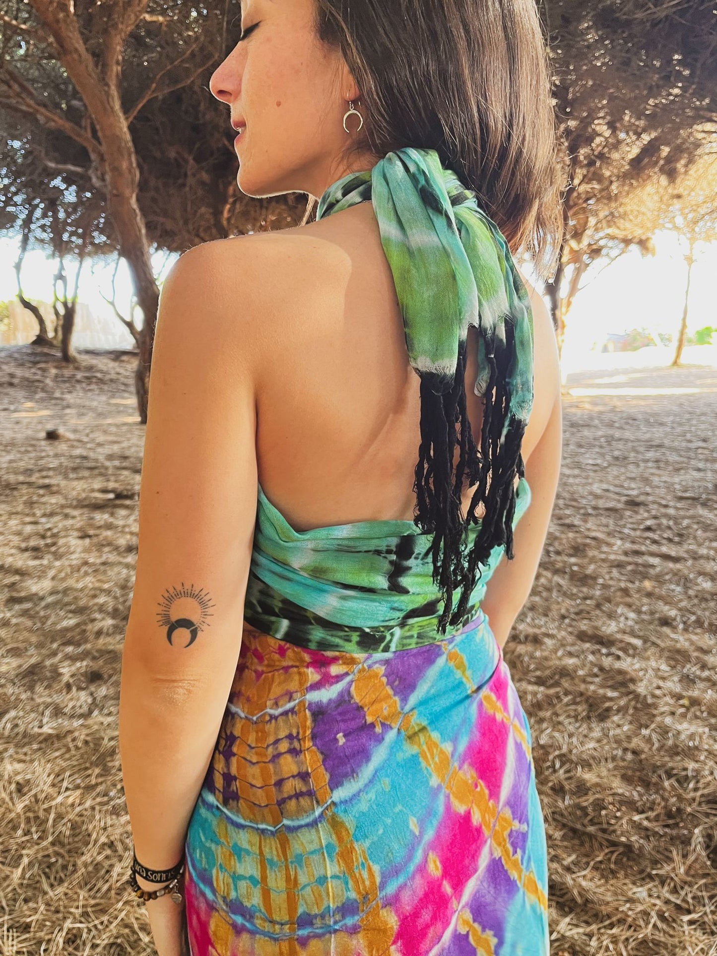 Pareo/pañuelo Tie-dye turquesa