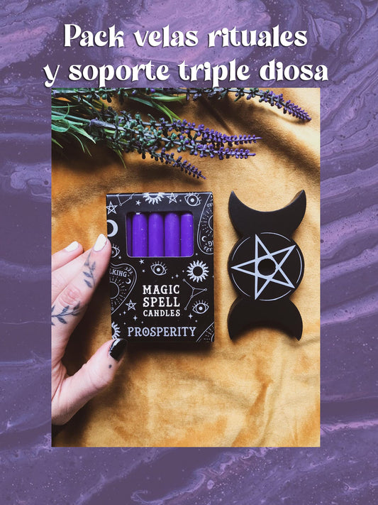 Pack velas + soporte triple diosa